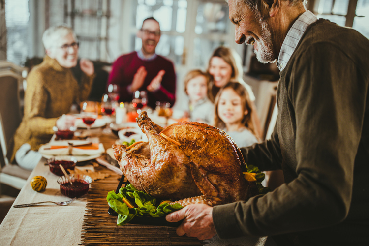 Thanksgiving turkey dinner table